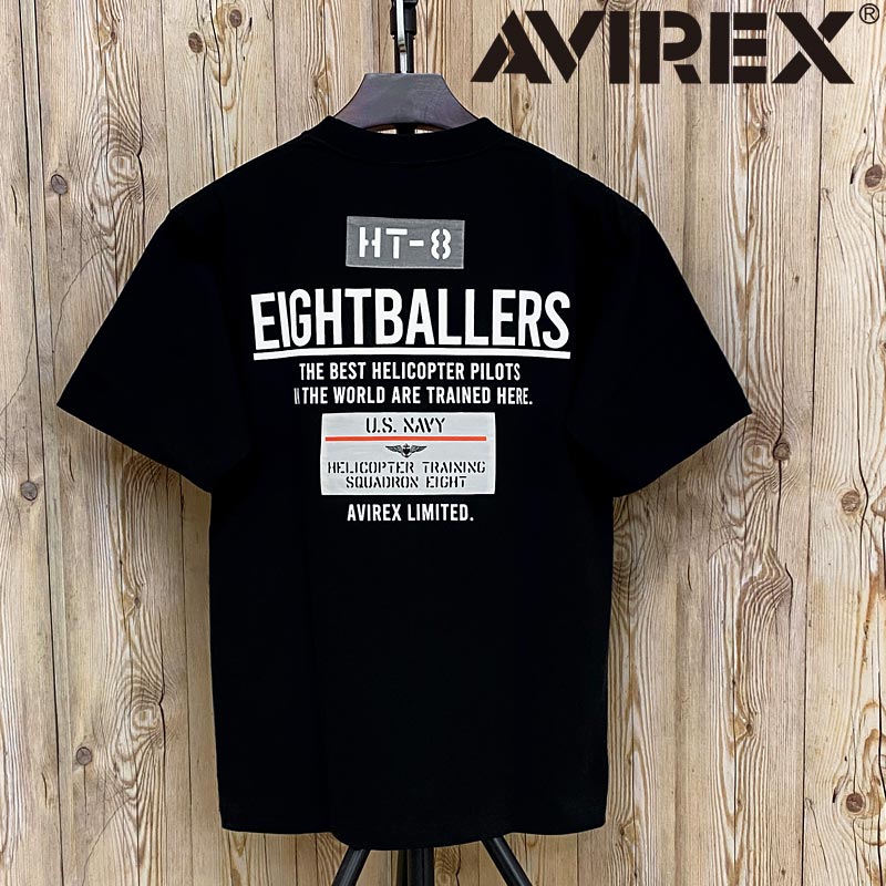 送料無料 AVIREX アヴィレックス EIGHT BALLERS STENCIL PATCH 半袖Tシャツ アビレックス トップス メンズ ブランド …