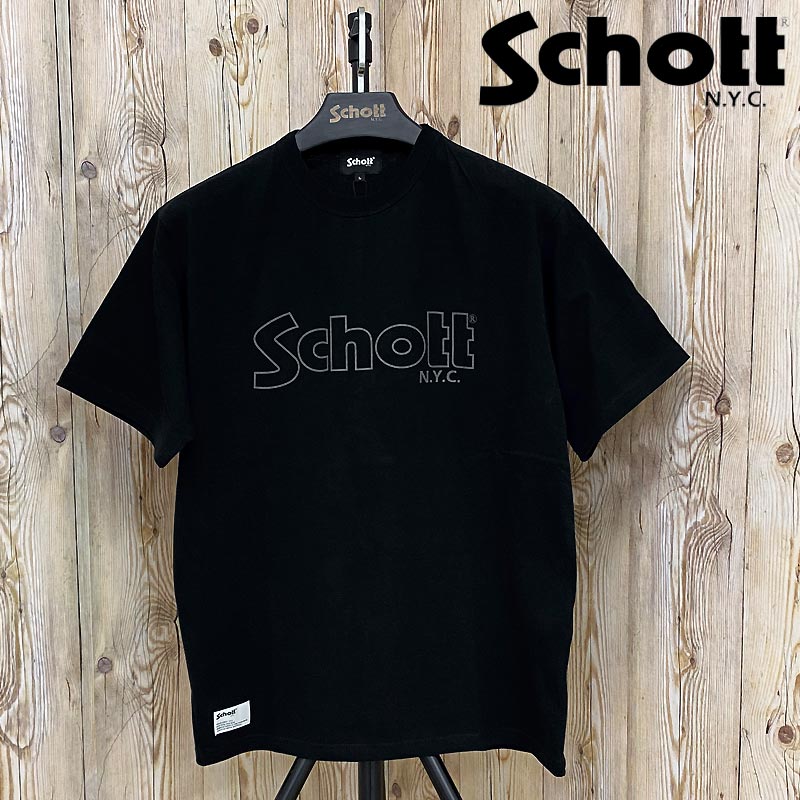 送料無料 Schott ショット BASIC LOGO クルーネック 半袖Tシャツ トップス プリント Tシャツ ベーシック ロゴ メンズ…