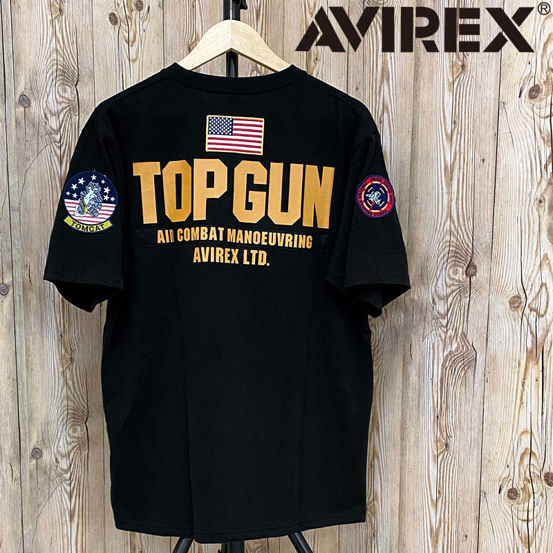 送料無料 AVIREX アビレックス TOP GUN PATCH & PRINT T-SHIRT トップガン半袖Tシャツ アヴィレックス トップス おす…