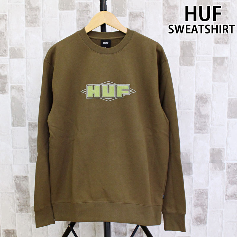 送料無料 HUF ハフ コーデュロイアップリケ クオリティ クルーネックスウェット QUALITY CREWNECK 裏起毛 トップス 長袖 トレーナー スウェットシャツ プルオーバー メンズ ストリート スケーター ブランド PF00689