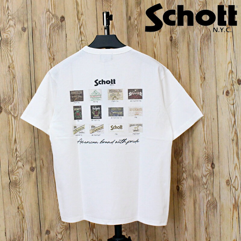 Rakuten - 送料無料 Schott ショット T-SHIRT ARCHIVE TAG 782-5134021 アーカイブタグ 半袖Tシャツ 綿100％ コットン トップス メンズ 人気 ブランド 春 夏 ネコポス
