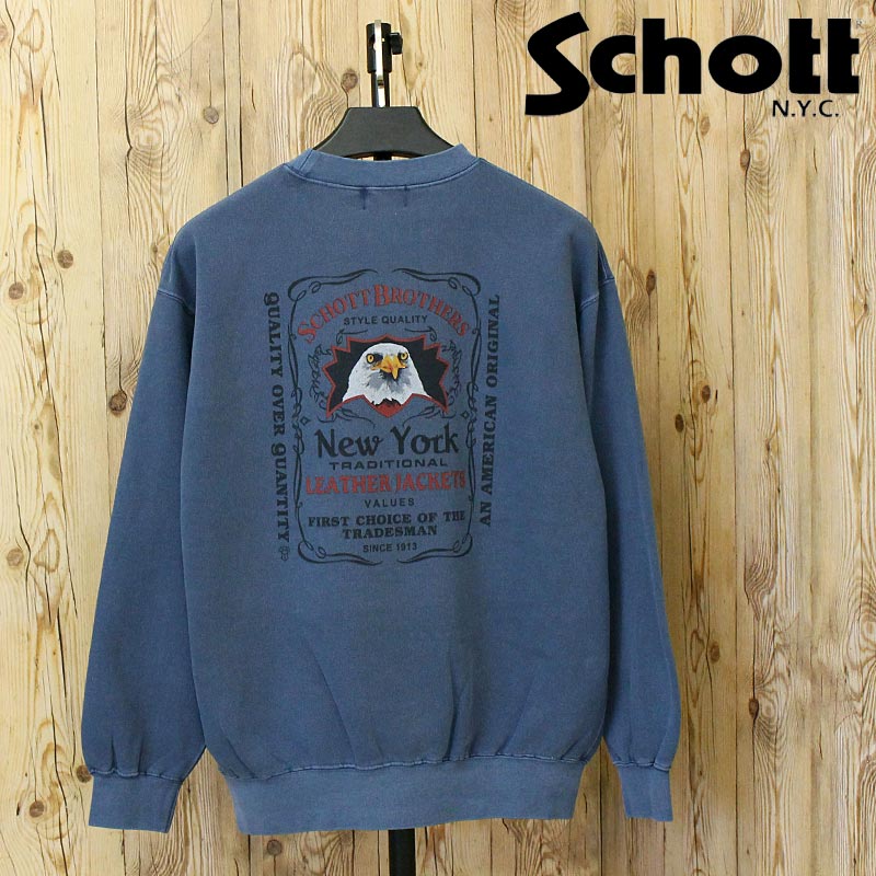 Military - 送料無料 Schott ショット PIGMENT EAGLE CREW SWEAT 782-5232005 ピグメント イーグル クルースウェット トレーナー メンズ 長袖 トップス