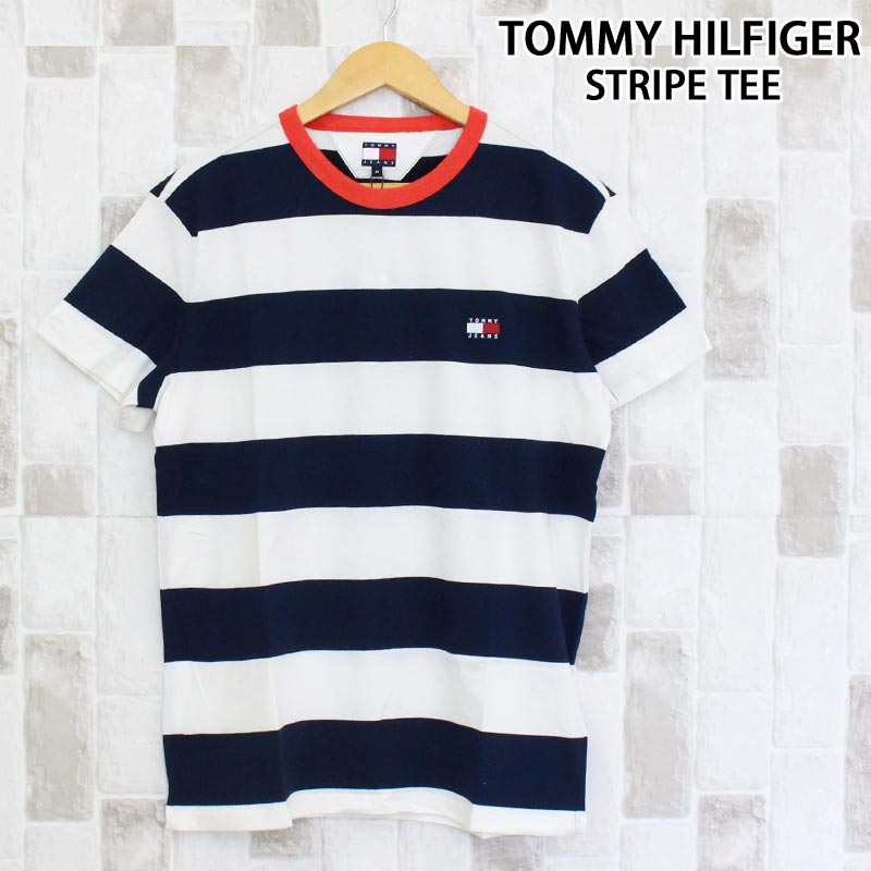 Rakuten - 送料無料 TOMMY HILFIGER トミー ヒルフィガー TJM ボールドボーダーリンガーネックTシャツ TJM REG BOLD STRIPE TEE 半袖Tシャツ トップス DM0DM20766 メンズ ブランド トップイズム ゆうパケ