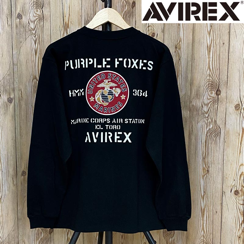 送料無料 AVIREX アヴィレックス PURPLE FOXES ロングTシャツ 長袖Tシャツ ロンT 長袖トップス メンズ ブランド トッ…