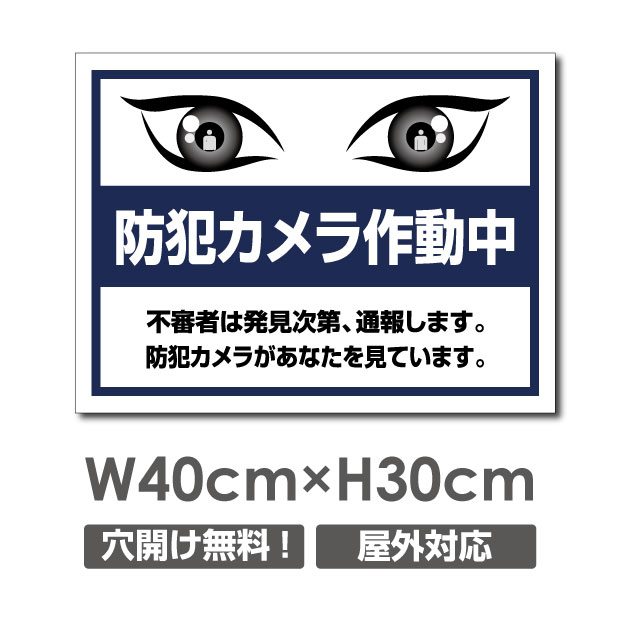 頂点看板　激安看板 防犯カメラ作動中 看板 3mmアルミ複合板W400mm×H300mm 24時間 防犯カメラ 記録中 通報 防犯カメラ作動中 カメラ カメラ録画中パネル看板 プレート看板 camera-313