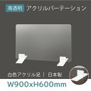 日本製 高透明 アクリルパーテーション W900mm×H600mm 厚3mm 足両面テープ簡単貼り付け パーテーション アクリル板 仕切り板 衝立 飲食店 オフィス 学校 病院 薬局 受注生産 返品交換不可 ptl-9060