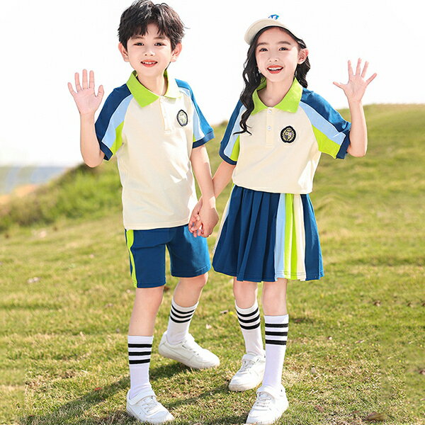 【送料無料】小学生の制服セット 2024新作幼稚園の夏服 スポーツウェア 夏用半袖子供クラスウェア 学院風 2点セット 快適なゆったりしたスポーツウェア