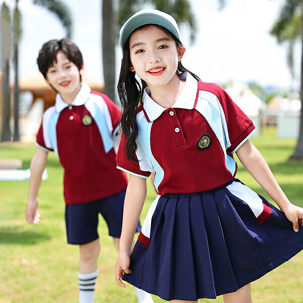 【送料無料】小学生の制服セット 2024新作幼稚園の夏服 スポーツウェア 夏用半袖子供クラスウェア 学院風 2点セット 快適なゆったりしたスポーツウェア