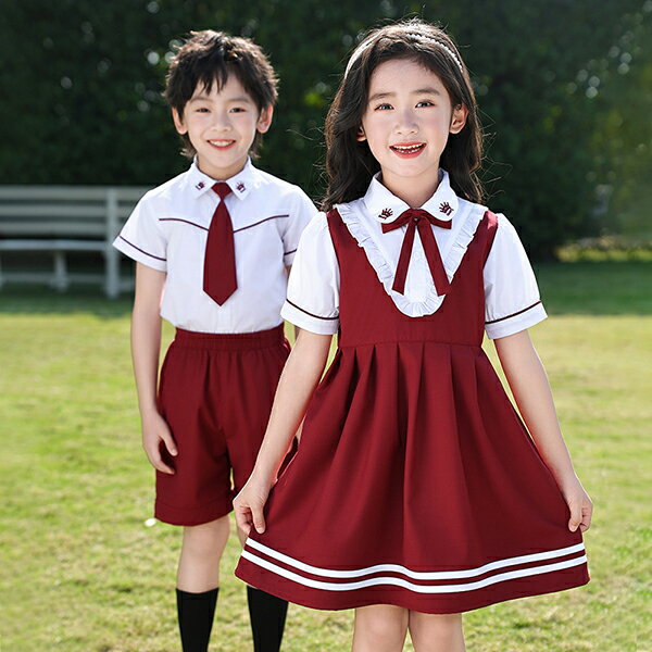 【送料無料】小学生の制服セット 2024新作幼稚園の夏服 スポーツウェア 夏用半袖子供クラスウェア 学院風 2点セット