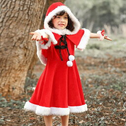 サンタ コスチューム クリスマス キッズ 子供服 サンタ コスプレ 衣装 キッズ 半袖 ワンピース モコモコ あったか ポンチョ 可愛い 女の子 サンタコス サンタ衣装 サンタ コスチューム キッズ 着