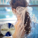 【送料無料】二次会 結婚式 ブライダル ヘアアクセサリー くちばしクリップ リボン チュール 小花 髪飾り ウェディング ヘッドドレス