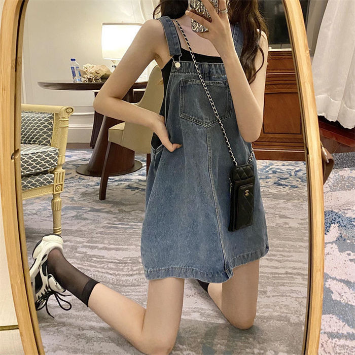 【送料無料】20代 大人可愛い デニムスカート aライン 夏服 ミニ丈 ショート丈 ジャンパースカート デニム ジャンスカ サロペットスカート