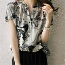 【送料無料・期間限定】レディース シャツブラウス 半袖 総柄 花柄 トップス 夏服 30代 40代 50代 60代 大人女性オフィスカジュアル 通勤 OL きれ...