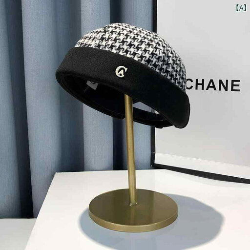 【送料無料】ベージュ 黒 ハット スキン メロン 英国 ウール 千鳥格子 ファッション シンプル おしゃれ カレッジ カジュアル レトロ 春秋 ス 【送料無料】ベージュ 黒 ハット スキン メロン 英国 ウール 千鳥格子 ファッション シンプル おしゃれ カレッジ カジュアル レトロ 春秋 ス
