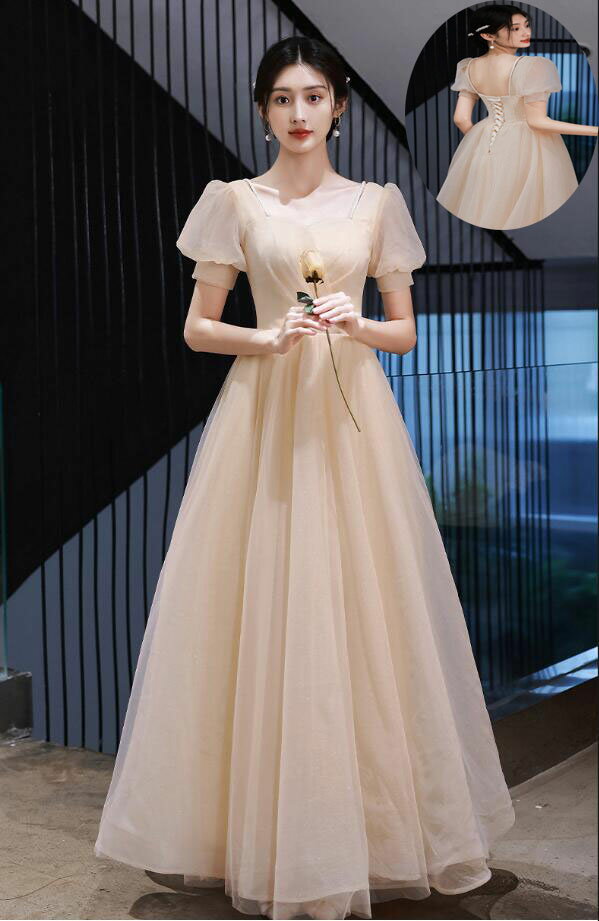 高級感 パーティードレス ラインドレス 結婚式ドレス 洋服 花嫁の介添え人 ドレス 忘年会 半袖 ロング丈ワンピース 宴会ドレス