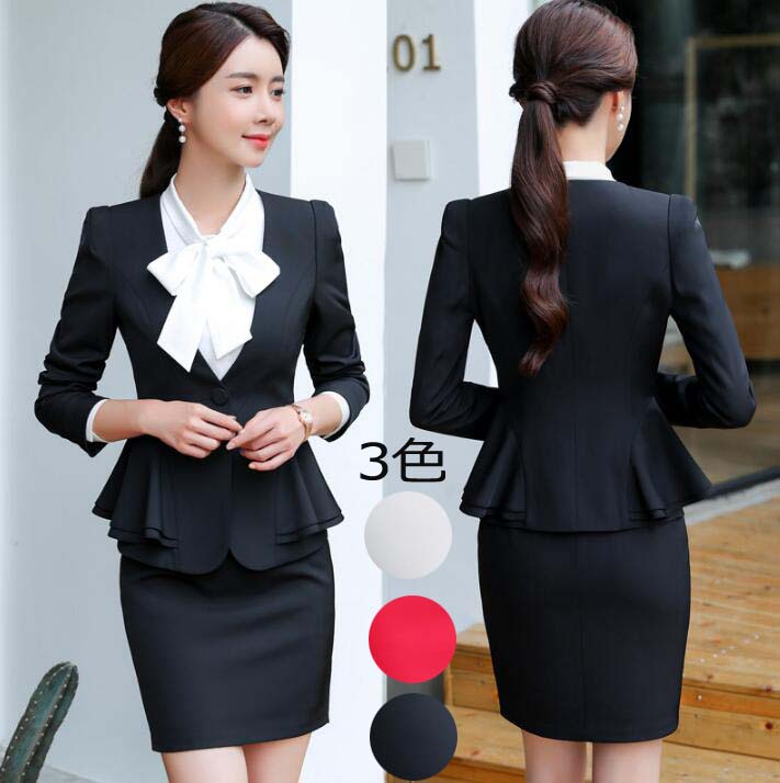 女性スーツ レディーススーツ 韓国風 ビジネススーツ 2点セット ジャケット+スカート 事務服 通学 カジュアルスーツ 通勤 セレモニースーツ OL