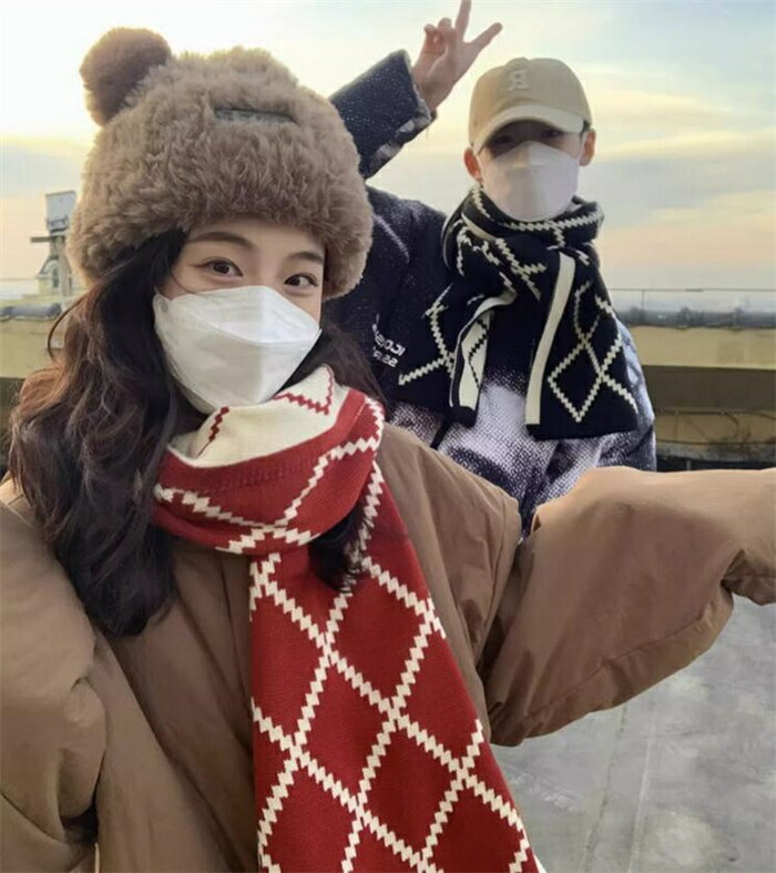 チェック柄 マフラー カップル ストール ペア マフラー 男女兼用 防寒 長方形 ふんわり 柔らか かわいい 誕生日 あったか