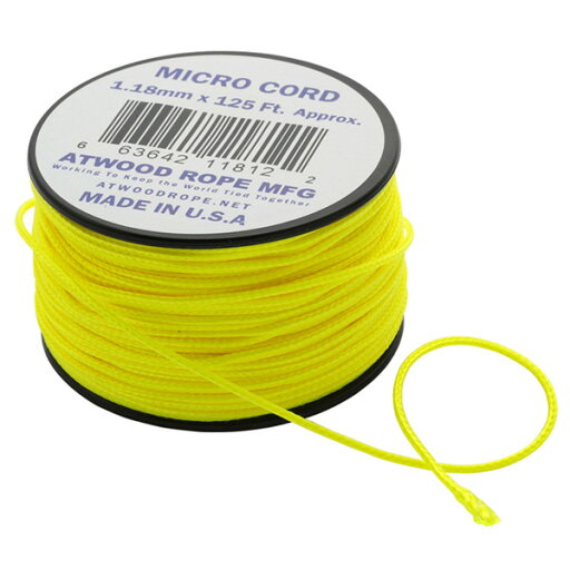 アトウッドロープ Atwood Rope マイクロコード ネオンイエロー 1.18mm x 38m 44008 アトウッドロープ Atwood Rope マイクロコード ネオンイエロー 1.18mm x 38m 44008