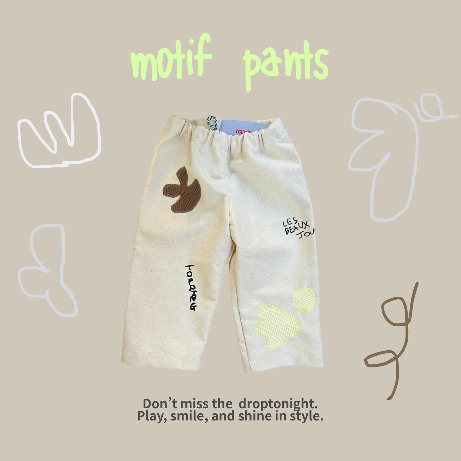 Rakuten - motif pants TOPPINGおでかけパンツ　おしゃれパンツ　モチーフ　80サイズ　100サイズ　120サイズ　女の子　男の子