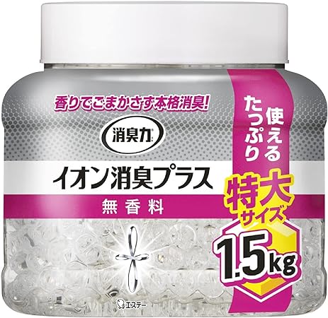 消臭力 イオン消臭プラス 部屋用 トイレ用 置き型 無香料 特大 本体 1.5kg クリアビーズ 部屋用 玄関 リビング キッチン トイレ たばこ 消臭剤 消臭 芳香剤