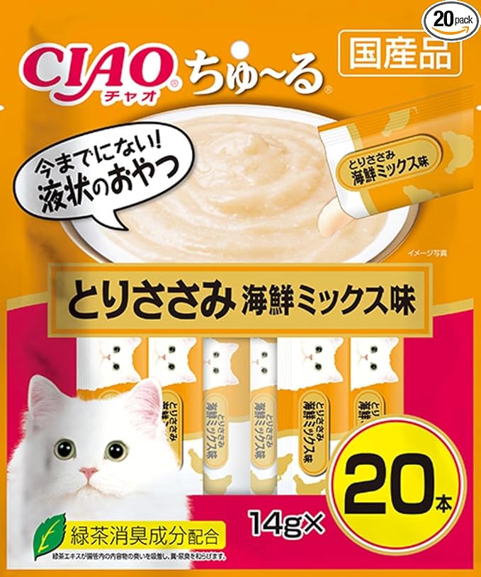 チャオ (CIAO) ちゅ~る とりささみ 海鮮ミックス味 14g×20本 猫用おやつ
