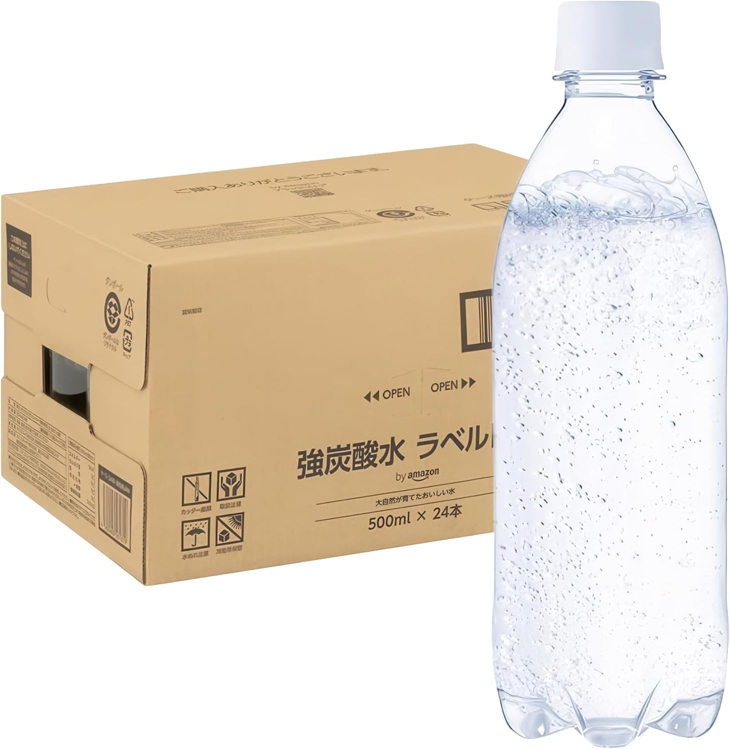 炭酸水 ラベルレス 500ml ×24本 強炭酸水 ペットボトル 500ミリリットル (Smart Basic)