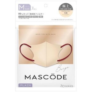 【ベージュ 送料無料】マスコード 3Dシリーズ M 7枚入り 立体型マスク ファッションマスク 不織布マスク 3D立体構造 カラー不織布 MASCODE
