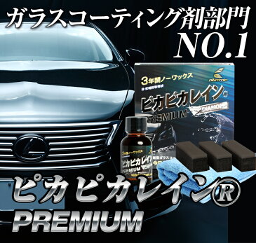 【今だけクロス＋3枚付】ガラスコーティング剤 ピカピカレイン プレミアム/滑水性　コーティング剤・完全硬化型・ピカピカレイン・3年間 ノーワックス・車　ガラスコーティング・洗車【送料無料！】[TOP-PREMIUM-CLOTH]