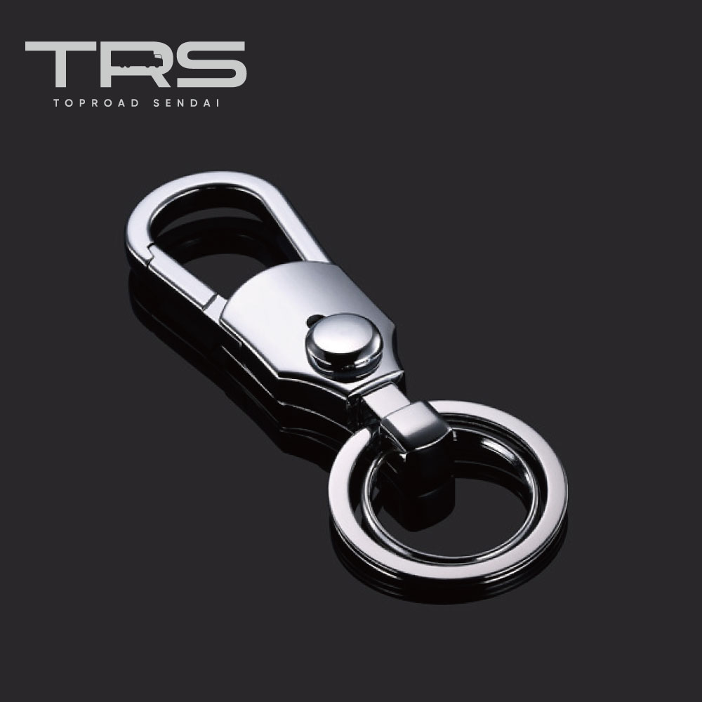 TRS ダブルリングキーホルダー カラビナ付き メタリックシルバー 380081