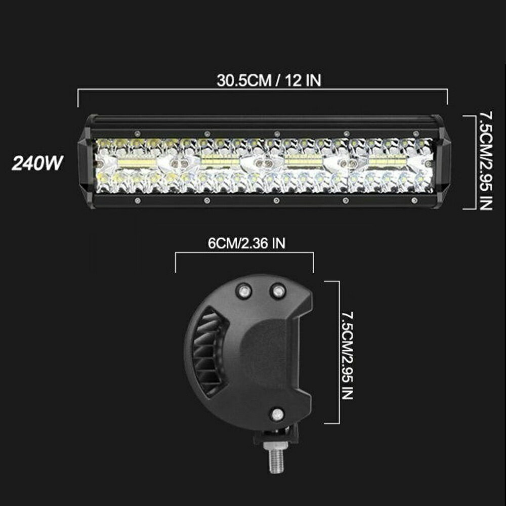 TRS LEDワークランプ 3列80灯 240W 12インチ 12/24V共用 6000K 防水 ホワイト IP67 326013 2