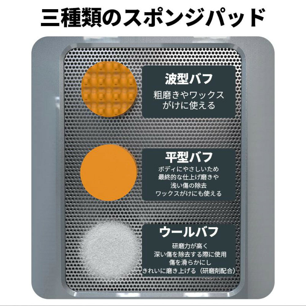 TRS コードレス電動ポリッシャー専用 交換バフ3点セット 補修用 370051