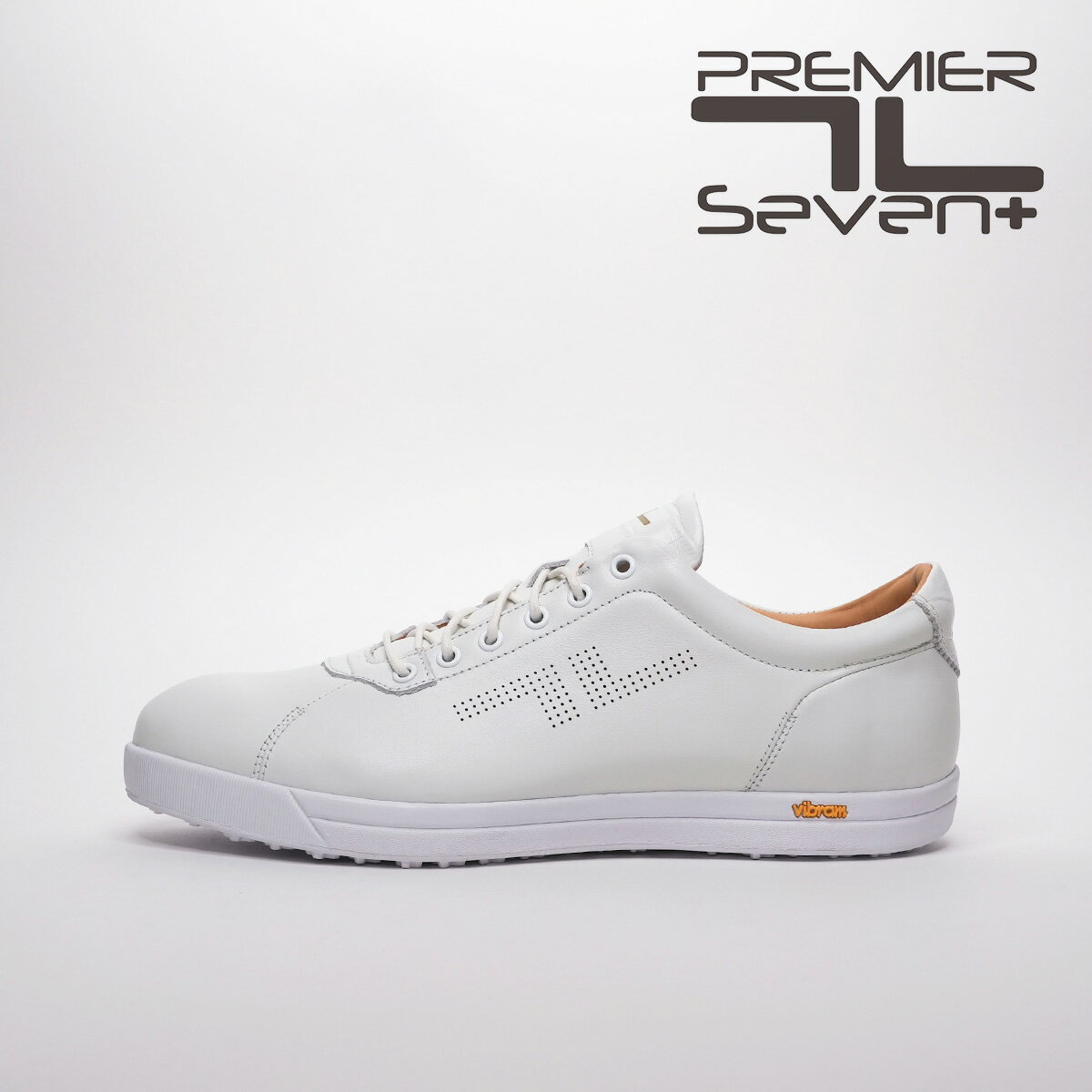 VISA掲載モデル プレミアセブン【PS-757G1　WHITE】再入荷 白 VIBRAM スパイクレス ゴルフ メンズ スニーカー 本革 ファッション ハンドメイド モダン