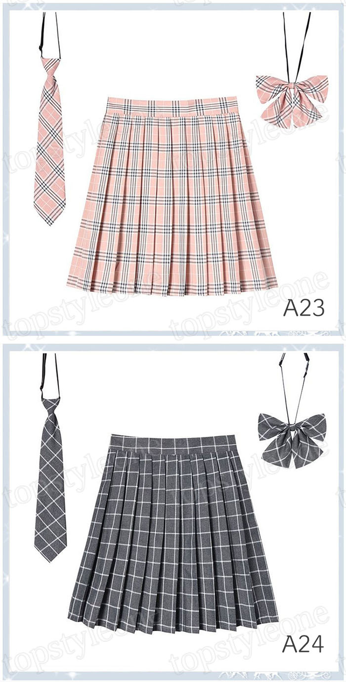 制服 学生制服スカート 3点セット チェック柄 プリーツスカート(スクール・制服)　蝶結び+ネクタイ付き 女子高生スカート レディース 高校生 お受験 結婚式 発表会 ジュニア フォーマル なんちゃって制服 着丈選択可能 送料無料 S M L XL XXL XXXL