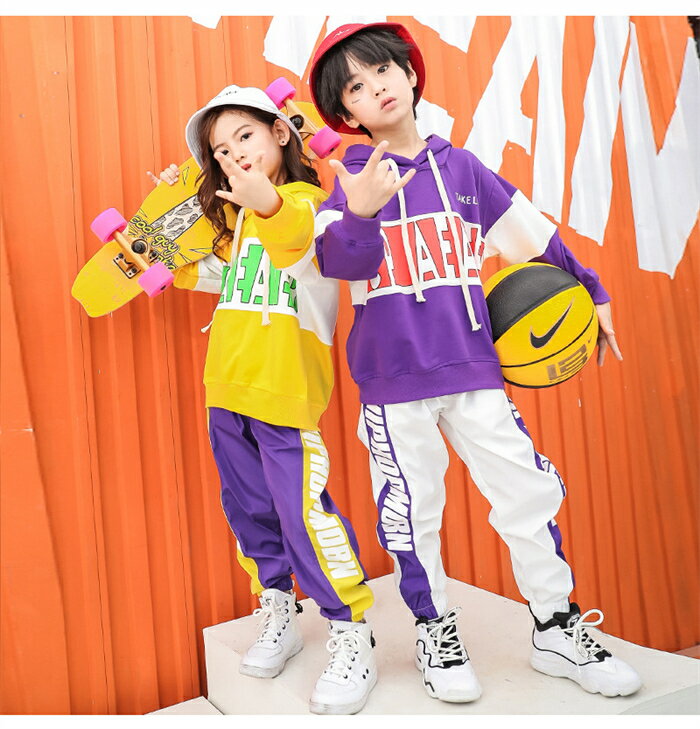 キッズ ダンス ダンス衣装 セットアップ ガールズ ヒップホップ 男の子 かっこいい キッズダンス トップス 2点セット 上下 ストリート 男女兼用 上下 演出服 キッズ キッズダンス衣装 韓国風 ジュニア ロングパンツ 母の日 送料無料