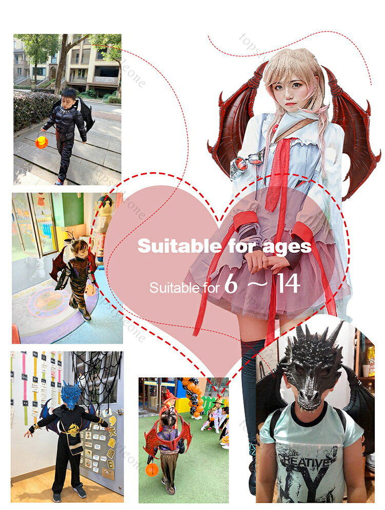 ハロウィン コスプレ 仮面 コスプレ小道具 3点セット 龍 翼竜 dragon ドラゴンお面 翼 3D 立体 仮面 マスク 仮装 ハロウィン ハロウィン飾り コスプレ 小道具 仮装 男の子 悪魔 おもちゃ　男の子 女の子 topstyleone-10005133 トップスタイル サンプル画像3