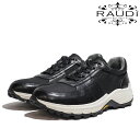 【SALE】RAUDI ラウディ R-43301 BLACKレザースニーカー 本革 カジュアルシューズ 靴 ブラック