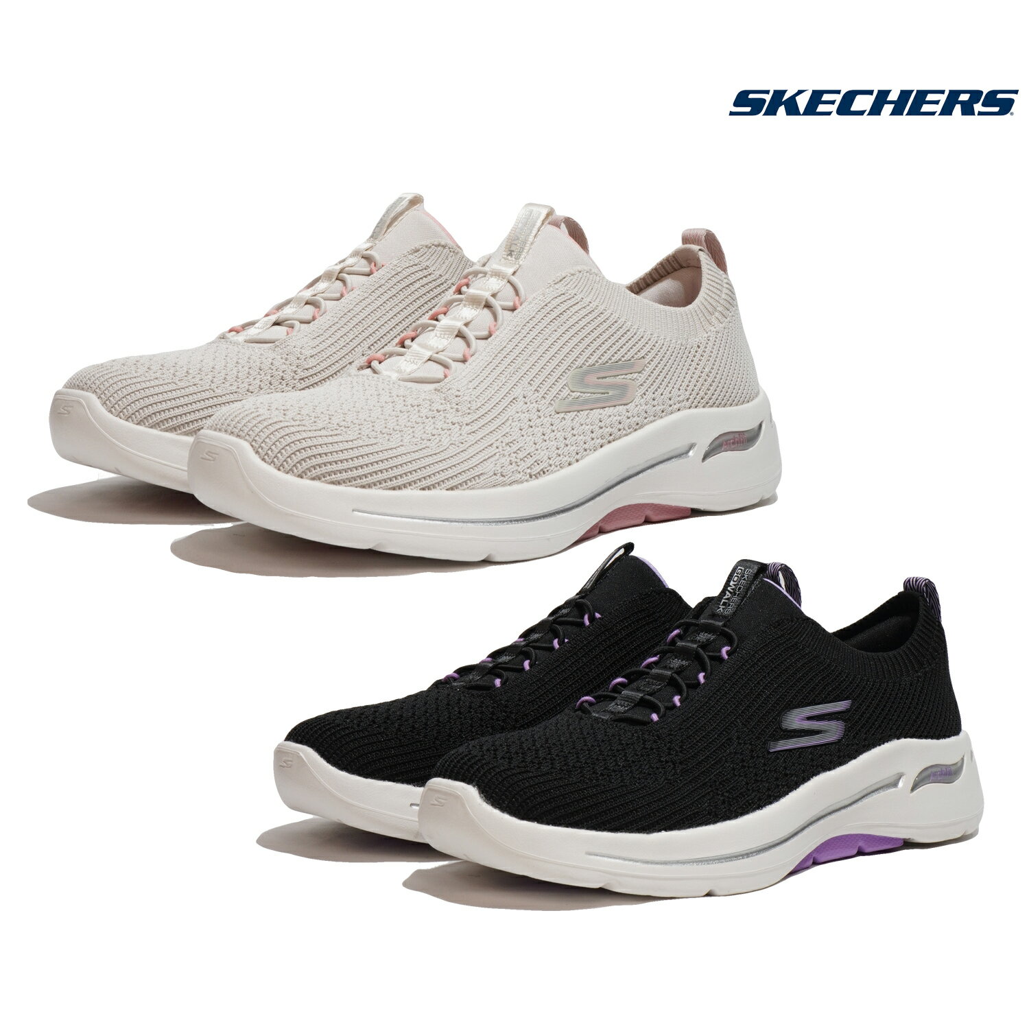 【ポイント10倍 5/09 20:00 ～ 5/16 01:59まで】スケッチャーズ スニーカー スリッポン シューズ 靴 SKECHERS ゴー ウォーク アーチフィット - クリスタル ウェーブス 124882 TPPK 124882 BKLV レディース トープ ピンク ウォーキング ブラック ラベンダー カジュアル