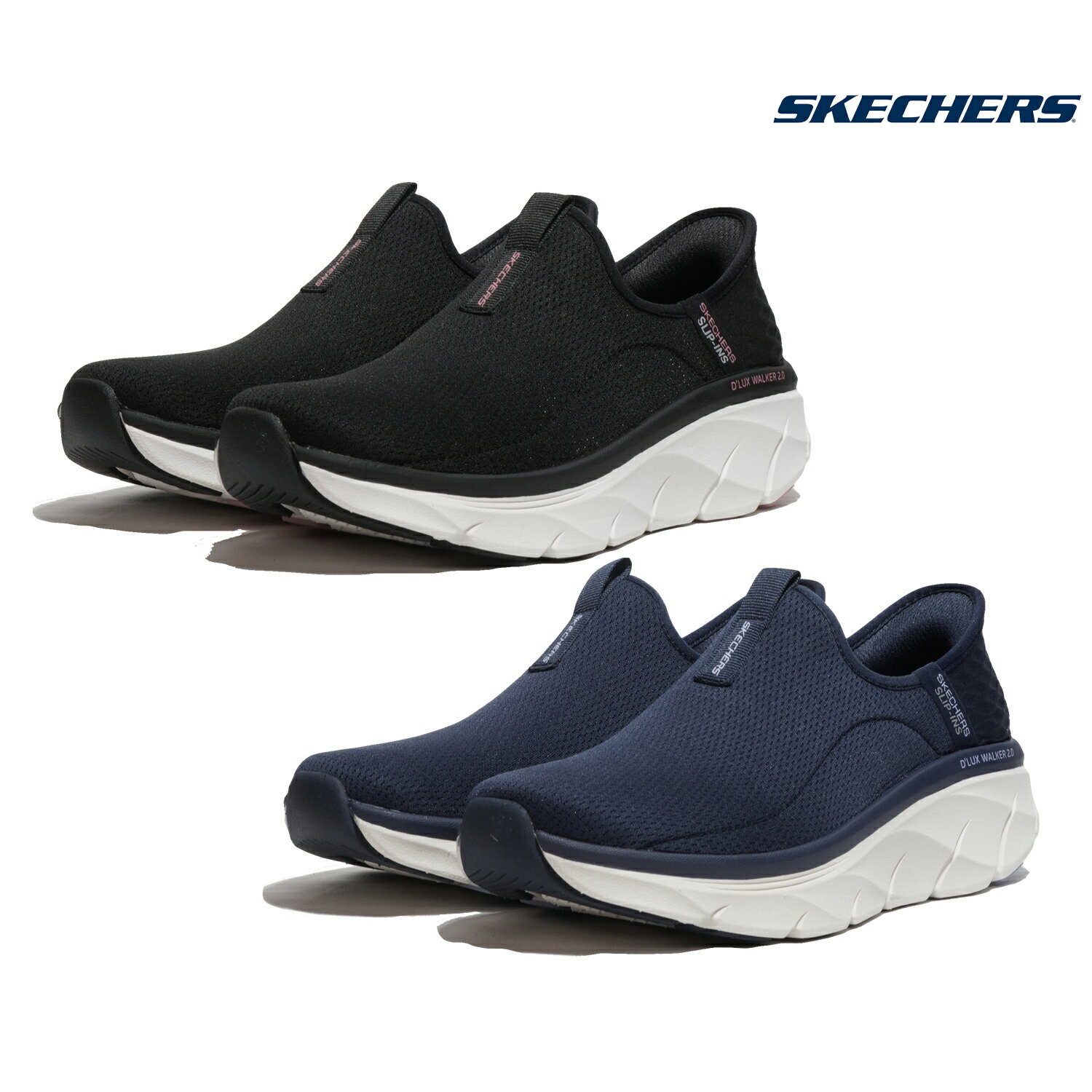 スケッチャーズ スリップインズ デラックス ウォーカー ハッピーステップ スニーカー SKECHERS 150099-NVLV 150099-BKPK D'Lux Walker 2.0-HAPPY STEP SLIP-INS ウォーキング レディース