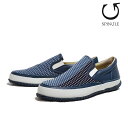 スピングル SPINGLE SP-1063-39 NAVY MADE IN JAPAN ネイビー ローカット スリッポン メンズ 靴 日本製 遠州織り かつお縞 刺し子