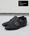 ダブルモンクストラップシューズ 靴 ビジネス レザー ブラック THE BLACK STAND STANDS TBSS JUSS J-3001 BLACK ローカット レザーシューズ ストラップシューズ レディース 黒