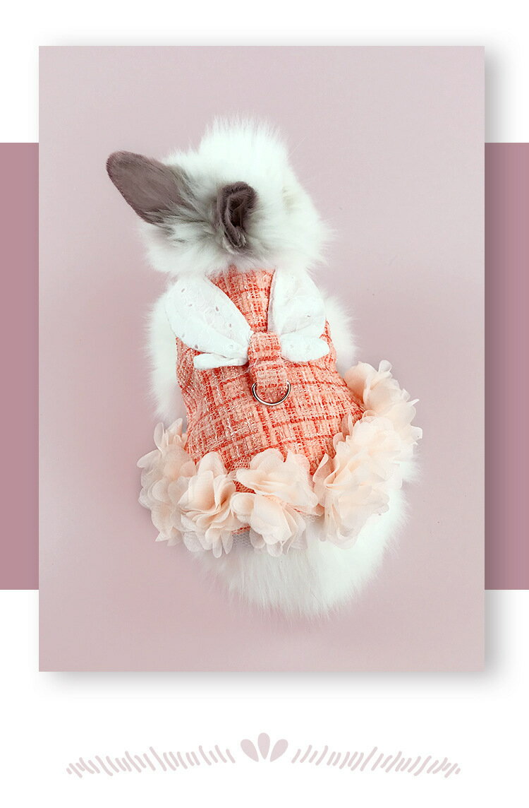 うさぎ用 服 うさぎウェア 伸縮 リード 小動物用 お散歩用リード かわいい 小動物お出かけ用品 矮小ウサギに最適 小型ペット S オレンジ ブルーチェック柄 ウサギ 猫 ハーネス 4色 モルモット 小型ハムスター 迷子防止 仮装 18 Off 記念撮影 散歩 可愛いうさぎ服