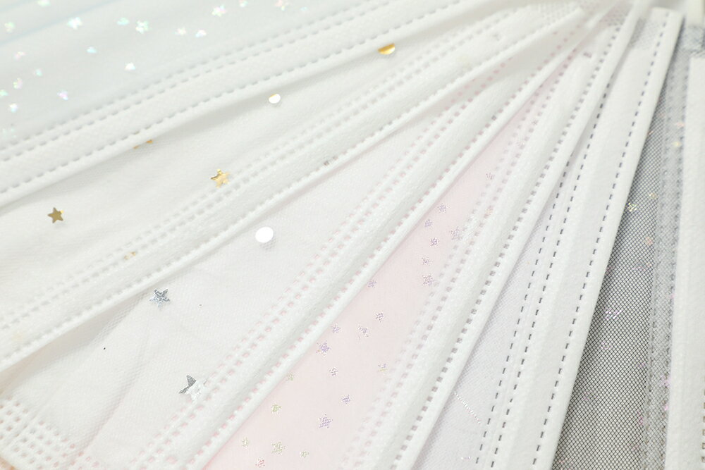 マスク 不織布 キラキラ 星柄マスク 80枚 チュール 可愛い大人用 使い捨て お洒落な柄 不織布4層構造 3D刺繍 立体加工 通勤 お花見 かわいい プレセント 3