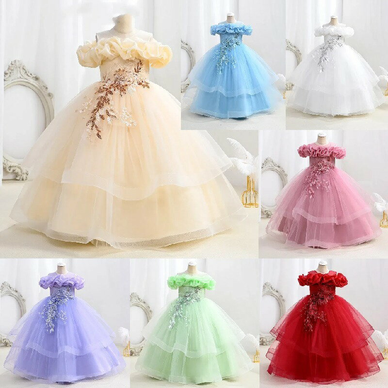 子供ドレス 発表会 キッズドレス 子どもドレス ピアノ演奏会 子供ワンピースドレス 110-150 中学生 ジュニアドレス 女の子 ロング 卒業式 入学式 結婚式ドレス 七五三 子供 フォーマルドレス コンクールドレス リボン付けのサムネイル