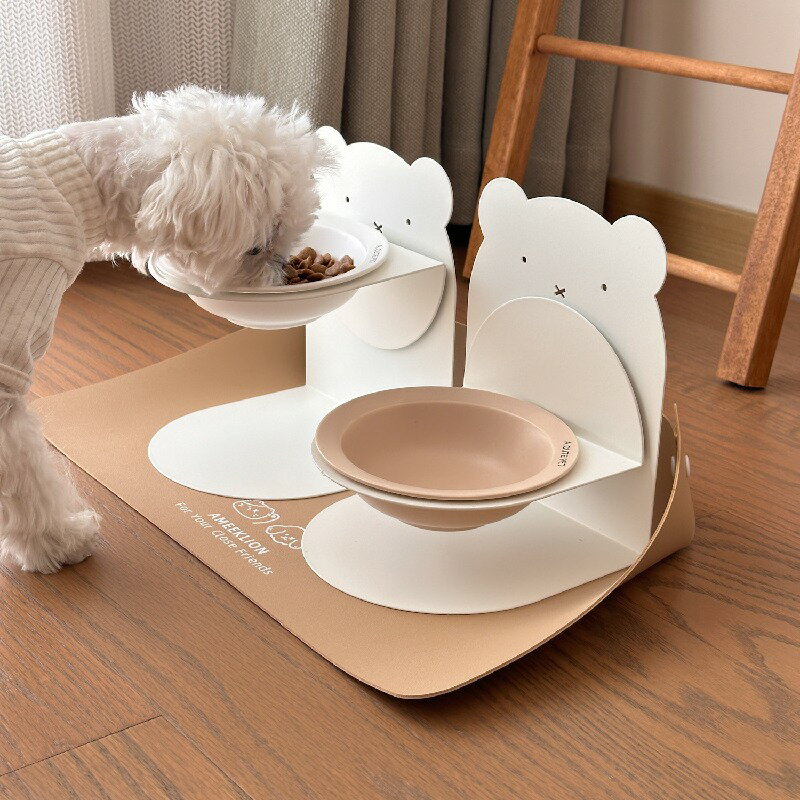 Rakuten - 【陶器製】猫用食器 高さ調節可能 磁石付きスタンド 首に優しい斜めデザイン 転倒防止 犬用フードボウル ペット食器 セット