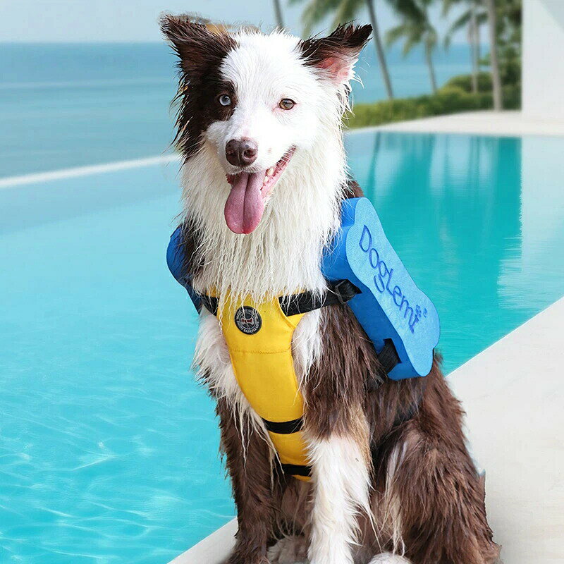 ペットライフジャケット 犬用 浮くハーネス 調節可能 救出用ハンドル付き 海 プール 川 夏 アウトドア 日常散歩にも使える いぬ 胸ベルト 着脱式 反射材付き 小型犬 中型犬 ボーダーコリー対応