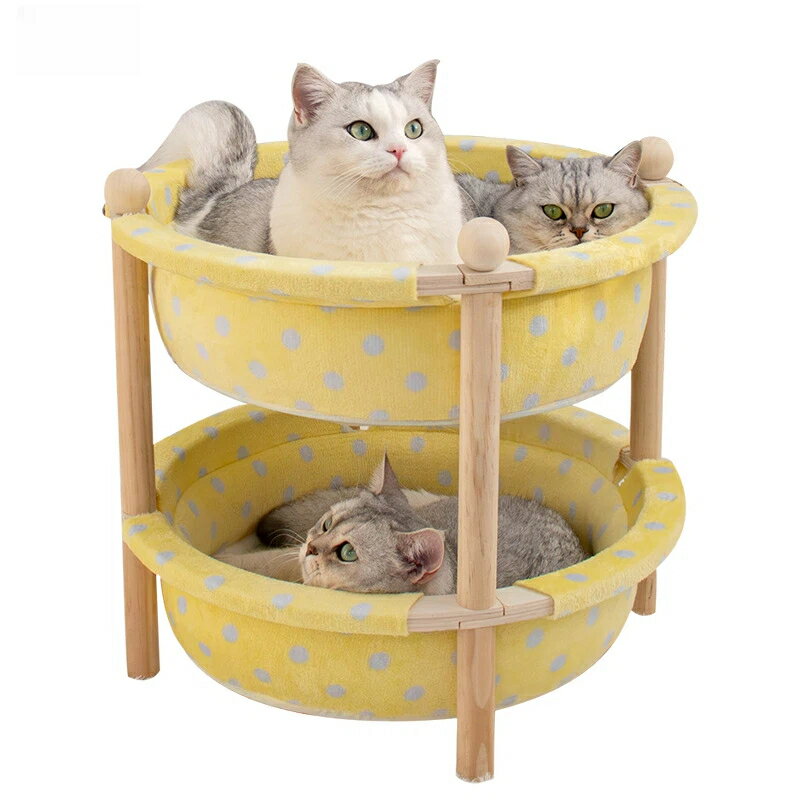 Rakuten - 【アイパーク】2段式キャットベッド 上下鋪 重なる猫ベッド 爪とぎ付き 猫用 多頭飼い対応 オールシーズン 洗える おしゃれ 室内 省スペース ペット用品 人気