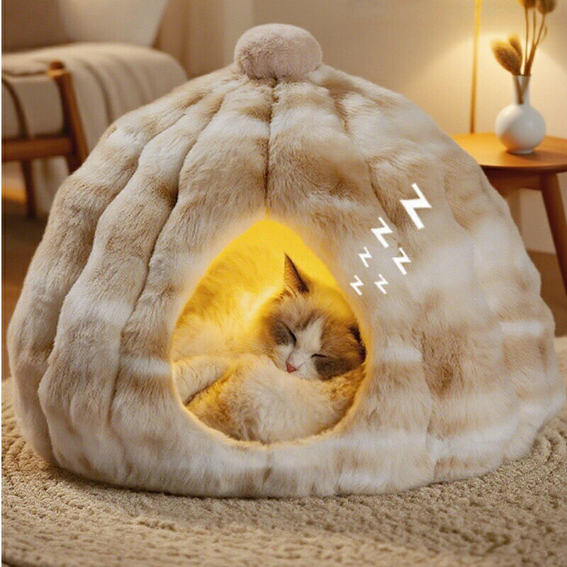 乐天商城 - 【隠れ家】 猫 ベッド ハウス型 屋内 猫の家 リラックス 安心 保温 アルミシート クッション 洗える 冬 防寒 四季通用 ペット用品 猫用寝床