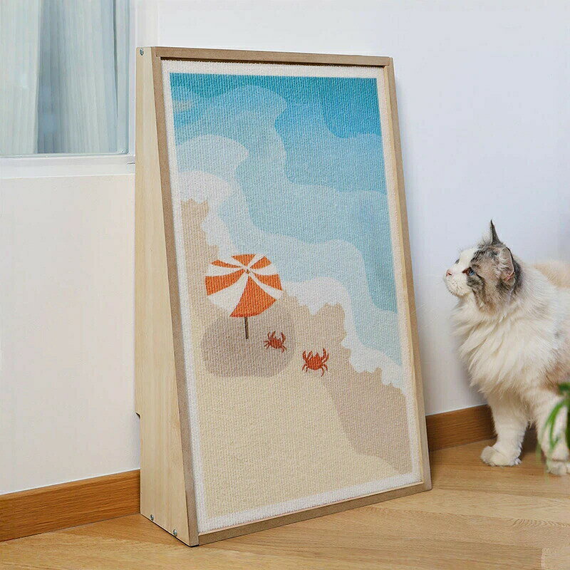 【屑が出ない】L型 壁掛け猫爪とぎ柱 木製（落下防止設計） 大型 耐磨耗 DIY 爪とぎ板 猫ベッド兼用