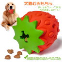 犬おもちゃ 犬噛むおもちゃ 犬用 柔らかい イチゴ 玩具ボール ラバー製 知育玩具 餌入れ おやつボール 運動不足やストレス解消 歯清潔 安全 丈夫 大型犬 中型犬