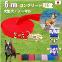 大型犬専用 ロングリード5m (ノーマル) 日本製 トップワン 広場で遊べます! しつけ教室 愛犬訓練用 ロープ 絡まりにくい 外れにくいナスカン カラフル 紐 水を含まない 速乾 ペット ダブルナスカン ダブルリード